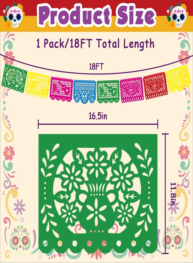 OHOME ديكورات OHOME Dia De Los Muertos - تيارات لافتة Papel Picado | يوم الموتى كاترينا أوفريندا خلفية العلم الفقرة فييستا لوازم زينة الحفلات للمذبح المكسيكي دي مورتوس داخلي وخارجي - Image 2